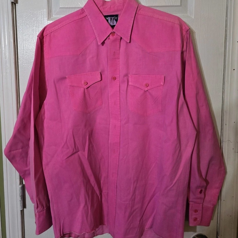 Wrangler Pink Long Sleeve Western Button-Down Shirt